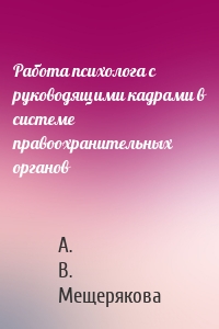 Работа психолога с руководящими кадрами в системе правоохранительных органов