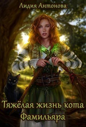 Обложка книги «Тяжелая жизнь кота-фамильяра» — Лидия Антонова