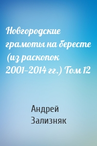 Новгородские грамоты на бересте (из раскопок 2001—2014 гг.) Том 12