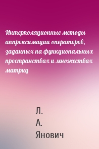 Интерполяционные методы аппроксимации операторов, заданных на функциональных пространствах и множествах матриц