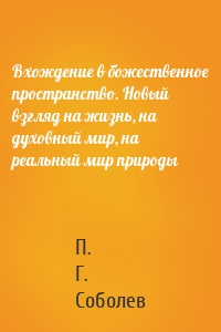 Вхождение в божественное пространство. Новый взгляд на жизнь, на духовный мир, на реальный мир природы