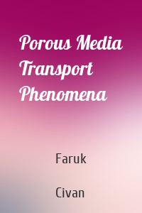 Porous Media Transport Phenomena