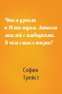 Что я узнала к 18-ти годам. Записки мыслей с амбициями. В чём смысл жизни?