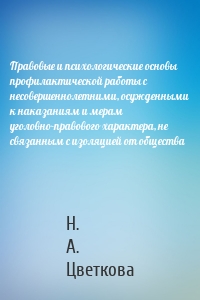 Правовые и психологические основы профилактической работы с несовершеннолетними, осужденными к наказаниям и мерам уголовно-правового характера, не связанным с изоляцией от общества