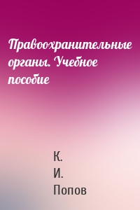 Правоохранительные органы. Учебное пособие