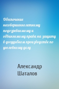 Обеспечение несовершеннолетнему подозреваемому и обвиняемому права на защиту в досудебном производстве по уголовному делу