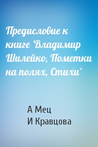 Предисловие к книге 'Владимир Шилейко, Пометки на полях, Стихи'