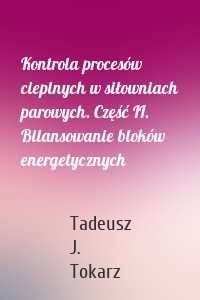 Kontrola procesów cieplnych w siłowniach parowych. Część II. Bilansowanie bloków energetycznych