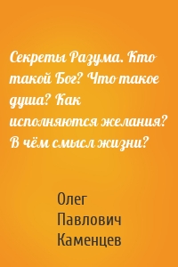 Секреты Разума. Кто такой Бог? Что такое душа? Как исполняются желания? В чём смысл жизни?