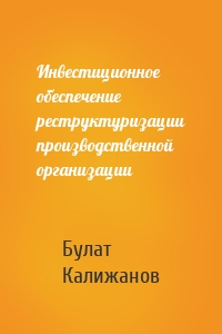 Инвестиционное обеспечение реструктуризации производственной организации