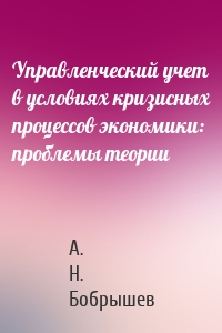 Управленческий учет в условиях кризисных процессов экономики: проблемы теории