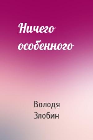 Обложка книги «Ничего особенного» — Володя Злобин
