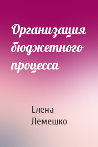 Организация бюджетного процесса