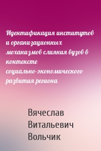 Идентификация институтов и организационных механизмов слияния вузов в контексте социально-экономического развития региона