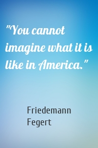 "You cannot imagine what it is like in America."