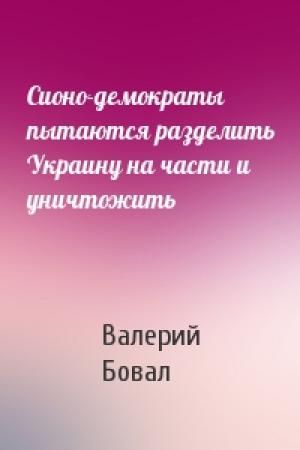Обложка книги «Сионо-демократы пытаются разделить Украину на части и уничтожить» — Валерий Бовал