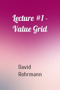 Lecture #1 - Value Grid