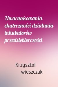 Uwarunkowania skuteczności działania inkubatorów przedsiębiorczości