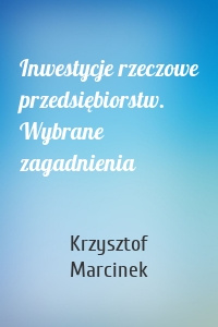 Inwestycje rzeczowe przedsiębiorstw. Wybrane zagadnienia