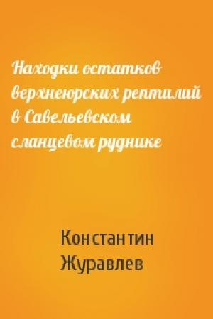 Обложка книги «Находки остатков верхнеюрских рептилий в Савельевском сланцевом руднике» — Константин Журавлев