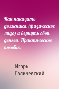 Как наказать должника (физическое лицо) и вернуть свои деньги. Практическое пособие.