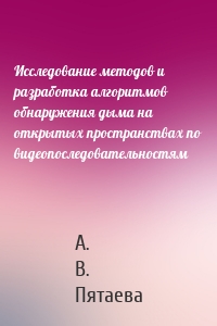 Исследование методов и разработка алгоритмов обнаружения дыма на открытых пространствах по видеопоследовательностям