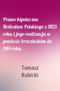 Prawo hipoteczne Królestwa Polskiego z 1825 roku i jego realizacja w powiecie brzezińskim do 1914 roku