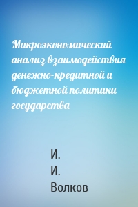 Макроэкономический анализ взаимодействия денежно-кредитной и бюджетной политики государства