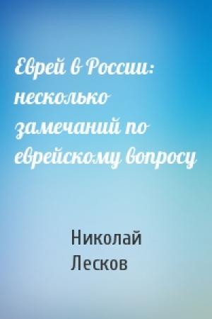 Обложка книги «Еврей в России: несколько замечаний по еврейскому вопросу» — Николай Лесков