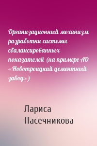 Организационный механизм разработки системы сбалансированных показателей (на примере АО «Новотроицкий цементный завод»)