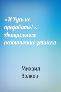 «И Русь не предавать!». Актуальные поэтические записки