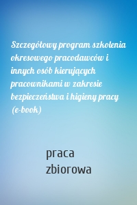 Szczegółowy program szkolenia okresowego pracodawców i innych osób kierujących pracownikami w zakresie bezpieczeństwa i higieny pracy (e-book)