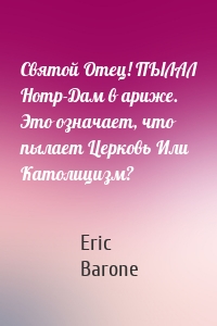 Святой Отец! ПЫЛАЛ Нотр-Дам в ариже. Это означает, что пылает Церковь Или Католицизм?