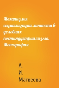 Механизмы социализации личности в условиях постиндустриализма. Монография