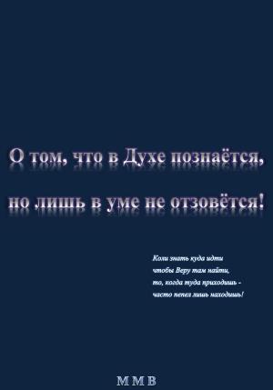 Обложка книги «О том, что в Духе познаётся, но лишь в уме не отзовётся» — ММВ