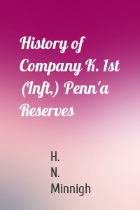 History of Company K. 1st (Inft,) Penn'a Reserves