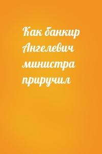 Как банкир Ангелевич министра приручил